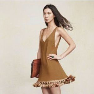 Reformation Taurus Tassel Dress in Golden brown